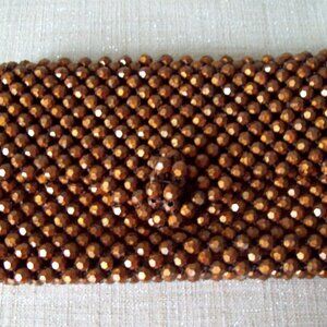 Vintage Bronze Beaded Clutch Made in Italy